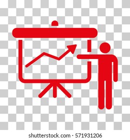 Project Presentation icon. Vector illustration style is flat iconic symbol, red color, transparent background. Designed for web and software interfaces.