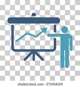 Project Presentation icon. Vector illustration style is flat iconic bicolor symbol, cyan and blue colors, transparent background. Designed for web and software interfaces.