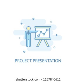 Project presentation line trendy icon. Simple line, colored illustration. Project presentation symbol flat design from Project Management set. Can be used for UI/UX