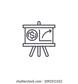 Project presentation linear icon concept. Project presentation line vector sign, symbol, illustration.