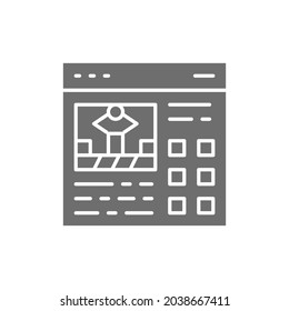 Project presentation, manual to mechanism grey icon.