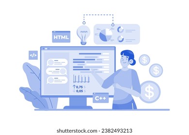 Project Presentation Regarding Development Illustration concept on white background