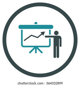 Project Presentation vector icon. Style is bicolor flat circled symbol, soft blue colors, rounded angles, white background.