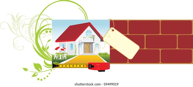 Project of the private house. Decorative banner. Vector