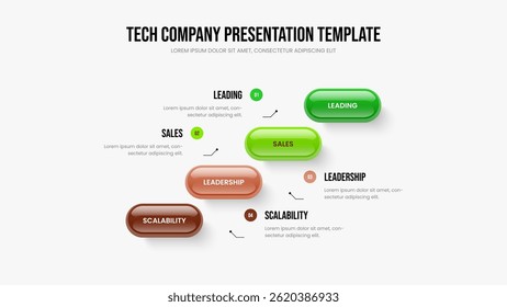 Project Profile 4 Step Diagram Frame Template. Sales Plan Slide Layout Vector Illustration. Service Growth Four Option Infographic Slideshow Design.