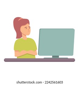 Project programming icon cartoon vector. Computer science. Classroom children