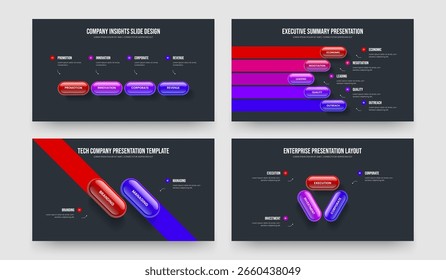 Project Proposal 4 5 2 3 Step Diagram Slide Design Bundle. Digital Briefing Four Five Two Three Option Infographic Frame Template Vector Illustration Set.