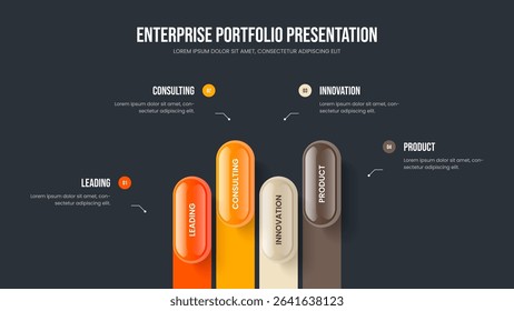 Project Proposal Slide Design Vector Illustration. Enterprise Visualization 4 Element Diagram Frame Layout. Company Solution Four Option Infographic Presentation Template.
