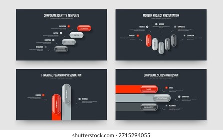 Project Report 4 5 2 3 Conjunto de diseño de presentación de infografía de elementos. Profesional Campaña Cuatro Cinco Dos Tres Paso Diagrama Diapositiva Plantilla Ilustración vectorial Colección.