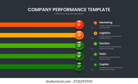 Project Report Five Option Diagram Frame Template. Business Development 5 Step Chart Slideshow Layout. Company Campaign Presentation Design Vector Illustration.