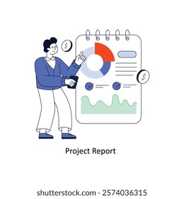 Project Report Flat Style Design Vector illustration. Stock illustration