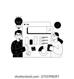 Proyecto Investigación Vector Ilustración en blanco y negro