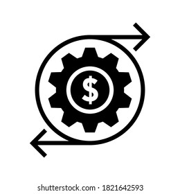 Symbol für Projekterlöse. Agile-Prozess-Symbol. Zahnrad, Pfeil, Kreis, Zyklus. Agile Development Konzept. Vektorgrafik kann für Themen wie Update, Technologie verwendet werden. Vektorgrafik 