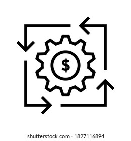 icono de ingresos del proyecto. Icono de proceso ágil. Engranaje, flecha, círculo, ciclo. Concepto de desarrollo ágil. La ilustración vectorial se puede usar para temas como actualización, tecnología. ilustración vectorial 