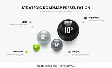 Project Review 4 Element Diagram Frame Design. Sales Strategy Presentation Template Vector Illustration. Consulting Introduction Four Step Infographic Slide Layout.