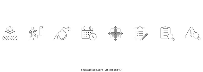 Evaluación del riesgo del proyecto, Ilustración vectorial del ícono de análisis