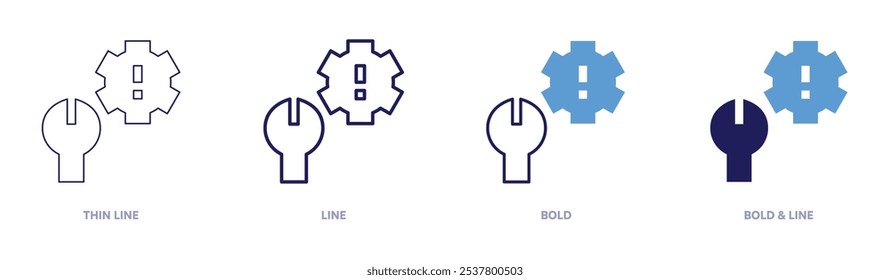 Project risk management icon in 4 different styles. Thin Line, Line, Bold, and Bold Line. Duotone style. Editable stroke.