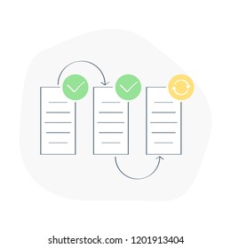 Project roadmap, planning and organizing development process. Agile task movement - execution or done, consideration or task in progress, planning. Kanban board icon vector concept.