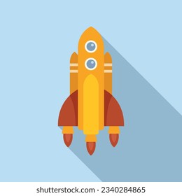 Project rocket icon flat vector. Space launch. Sky smoke