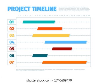 Project Schedule. Agenda Dates Ui Interface For Project Management Timeline History Business Vector Template