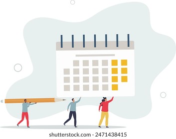 Project schedule, employee timetable, team meeting schedule or appointment, calendar date planning,flat vector illustration.