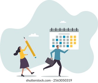 Project schedule, employee timetable, team meeting schedule or appointment, calendar date planning, agenda or project deadline concept,business concept.flat character.