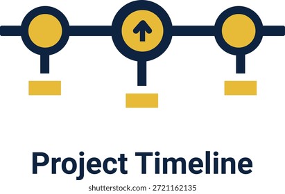 Icono de programación de proyecto, línea de tiempo e icono de planificación de hitos