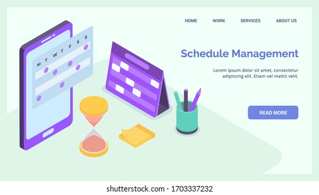 Project Schedule Management Business For Website Landing Homepage Template Banner Isometric