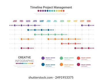 Project schedule year chart, overview planning timeline vector diagram for 12 months, Minimal infographic design template. EPS Vector.