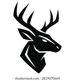 Project a sharp and modern outdoor identity with this high-contrast vector silhouette of a majestic stag head. The design utilizes bold, angular linework and minimalist geometric cuts to shape a fierce buck profile complete with strong, towering antlers. This striking monochrome emblem perfectly balances clean contemporary graphics with the rugged spirit of the wild. It serves as an exceptional asset for sports team mascots, outdoor lifestyle branding, hunting gear logos, custom car decals, or precision stencil tattoo designs.#StagLogo #DeerVector #WildlifeIllustration #AntlerDesign #HuntingMascot #GraphicEmblem #BlackAndWhiteArt #NatureLogos #WoodlandCreatures #DeerTattoo
