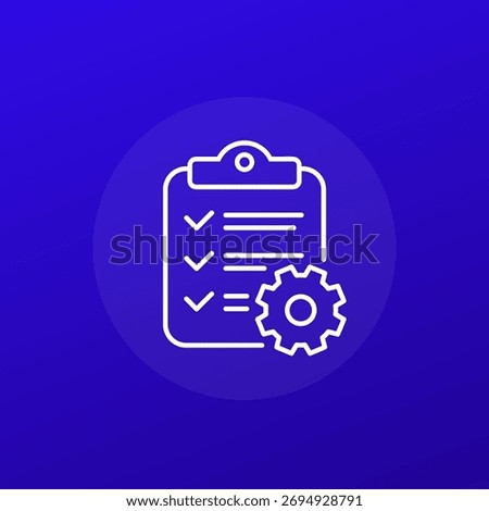project specification icon with clipboard, line design