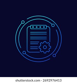 ícone de especificação de projeto, design linear