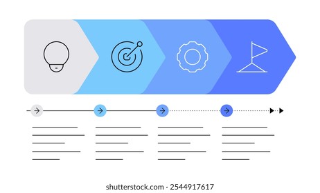 Project stages. Progress bar and timeline. Infographic element. Flat graphics. Presentation slide template. Vector file.