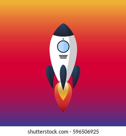 Project start up and development process. Rocket ship in a flat style.Space travel.Space rocket launch.Innovation product,creative idea, management.