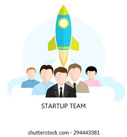 Project Start-up. Flat Design Icon. Start-up Team.