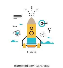 Project startup flat vector illustration design. Project management, launching, implementation, business startup design for mobile and web graphics