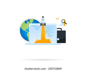 Project startup icon. Vector icon isolated on white