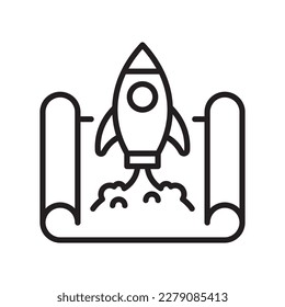 Ilustración de diseño de icono del vector de inicio del proyecto. Símbolo de desarrollo y marketing SEO sobre el fondo blanco del archivo EPS 10