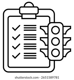 Icono del contorno del Estado del proyecto aislado en blanco