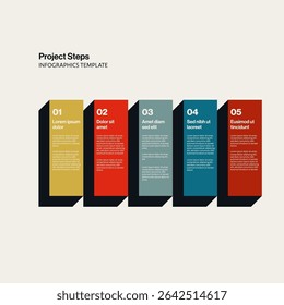 Project Steps Infographic Template with Horizontal Layout. Editable eps10 Vector illustration