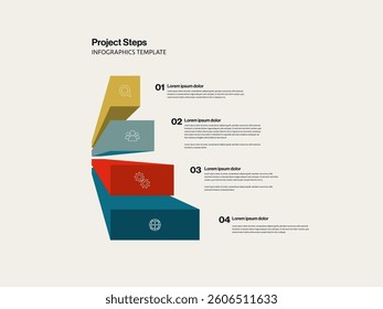 Project Steps Infographics Template with Columns. Editable eps10 vector. Minimal design illustration