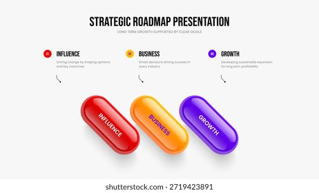 Estrategia del proyecto 3 Opción Diseño de presentación infográfica. Consultoría Informe Diseño de marco de diagrama de tres pasos. Ilustración vectorial de Plantilla de diapositivas de Business Overview.