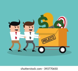 Project and Strategy design, businessman cartoon concept
