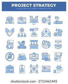 Iconos de estrategia de proyecto. 25 iconos esenciales para la planificación empresarial