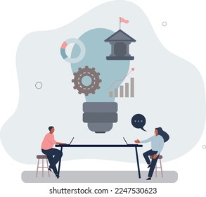 Project strategy and startup company development meeting .Teamwork and brainstorming .flat vector illustration.