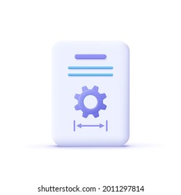 Project task management and effective time planning tools. Project detail icon. 3d vector illustration.