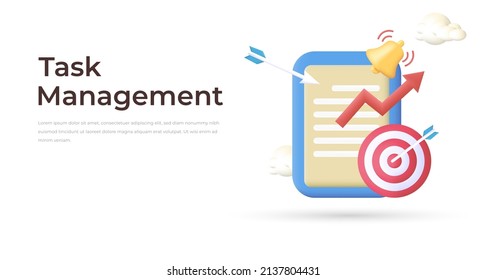 Project task management and effective time planning tools. Project development icon. 3d vector illustration. Work organizer, daily plan. Project manager tool, business, productivity online platform