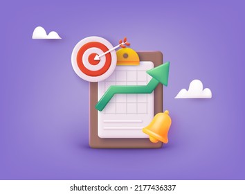 Project task management and effective time planning tools. 3D Vector Illustrations.