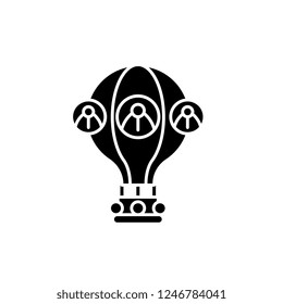 Project team black icon, vector sign on isolated background. Project team concept symbol, illustration 