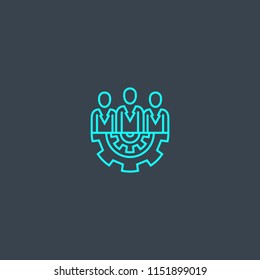 Project team concept blue line icon. Simple thin element on dark background. Project team concept outline symbol design from Project management set. Can be used for web and mobile UI/UX